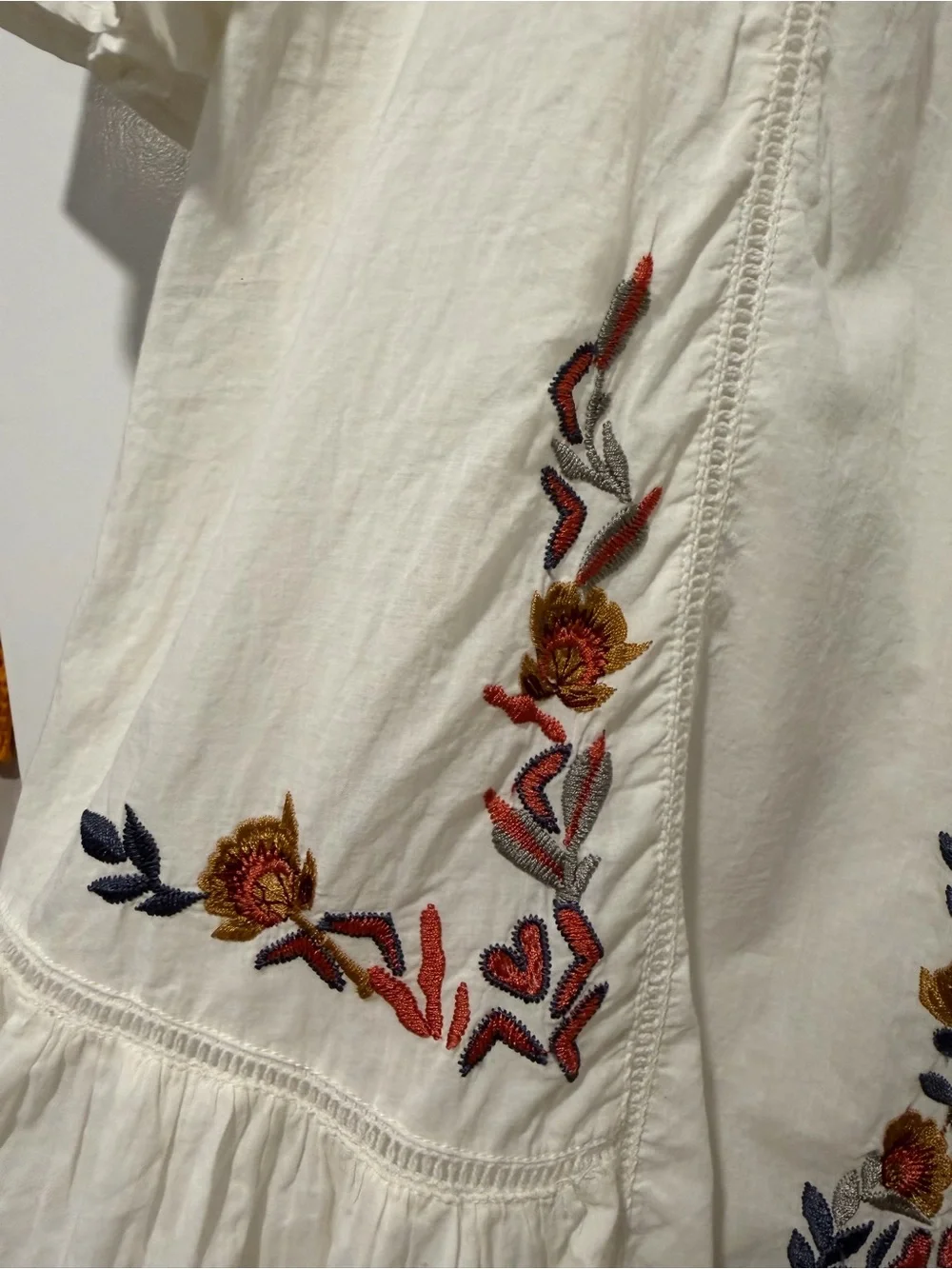 Free People Palvo Mini Dress with Multicolor Floral Embroidery